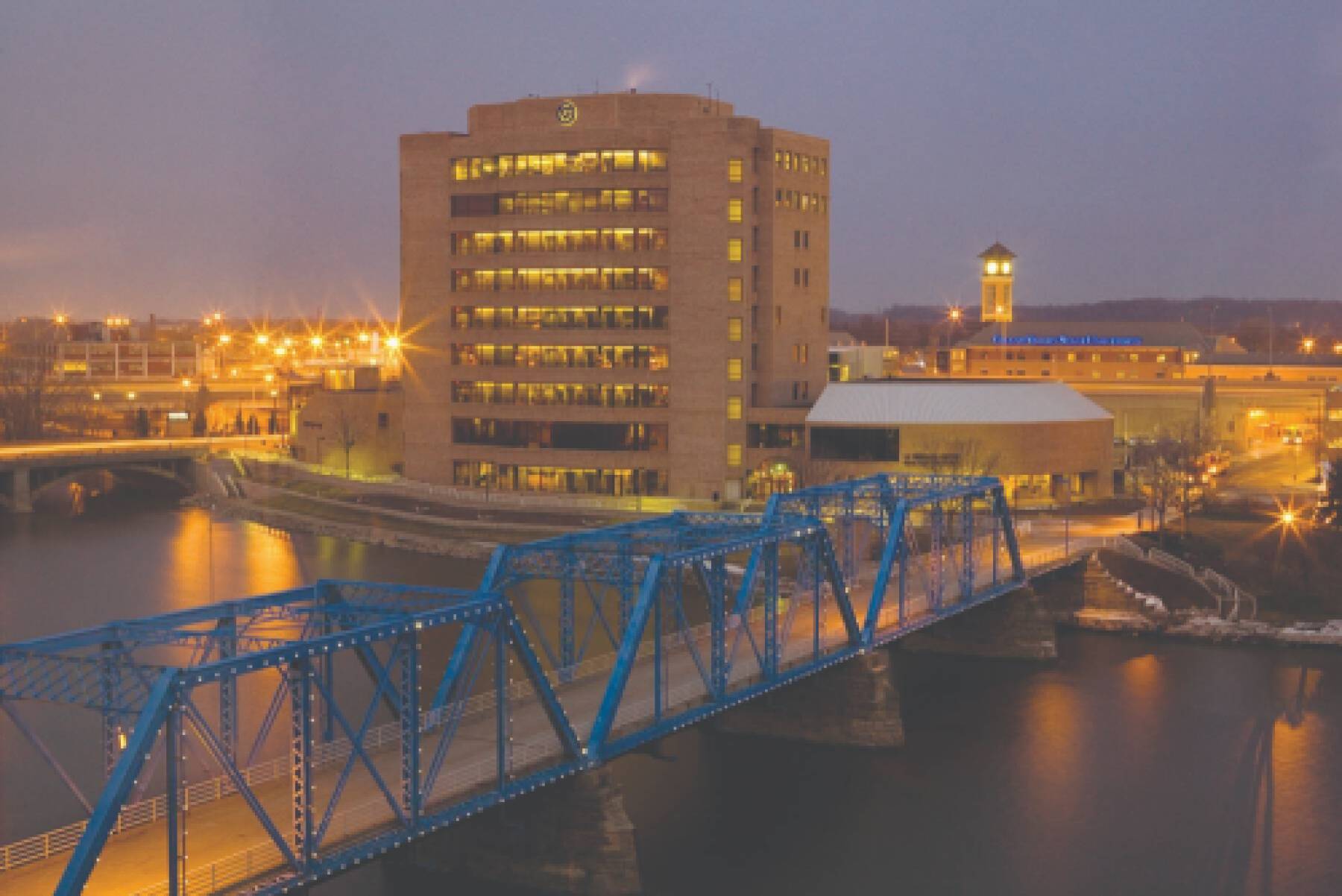 Pew Campus at night